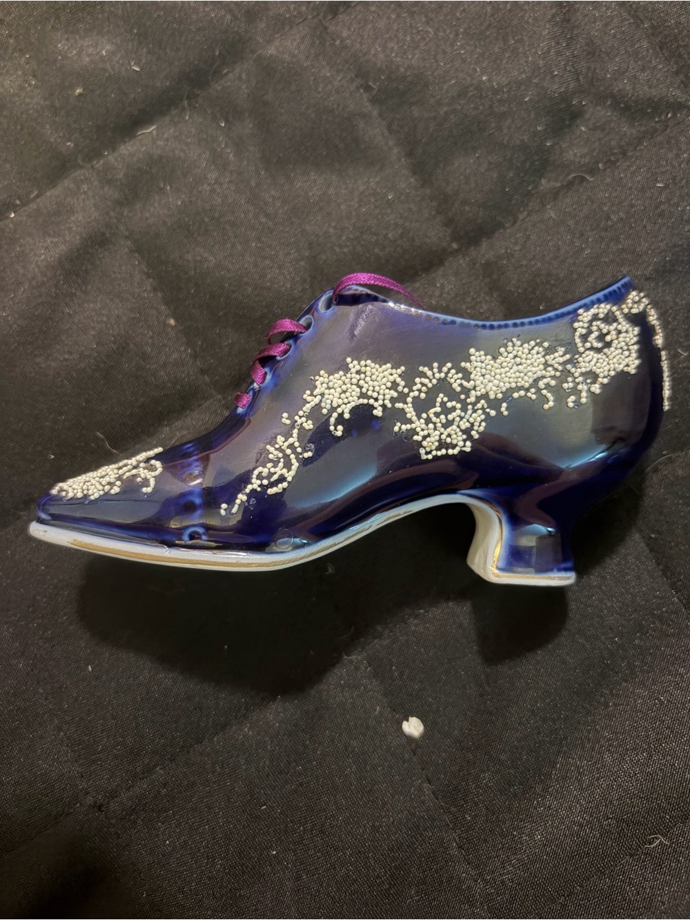 Antique Royal Bayreuth Bavaria Cobalt Blue Victorian Porcelain Shoe